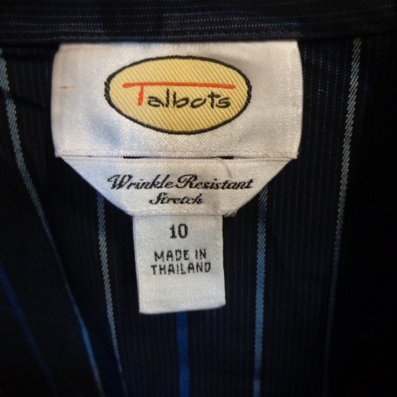 Talbots Wrinkle Resist Womens Long Sleeve Button Up Shirt Blue Stripe Size 10 - Picture 5 of 5